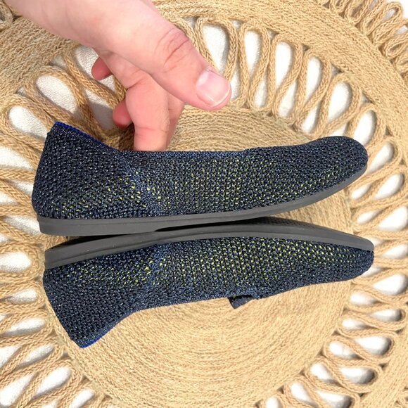 Rothy's Metallic Lattice Stitch Blue Green Loafers Kids 11 - Picture 9 of 9